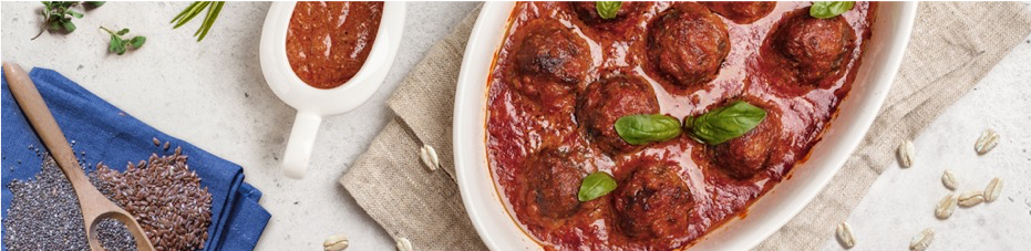 ALMÔNDEGAS COM AVEIA QUAKER® AO MOLHO DE TOMATE