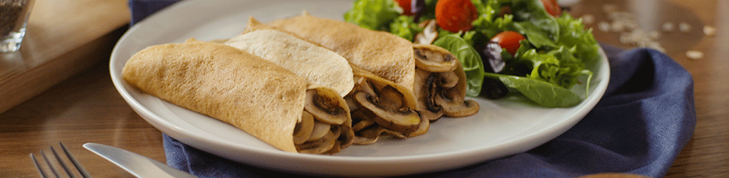 CREPES DE AVEIA QUAKER® COM RECHEIO DE COGUMELOS