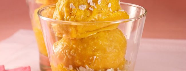 SORBETE DE MANGO CON JENGIBRE Y DE PIÑA CON MENTA