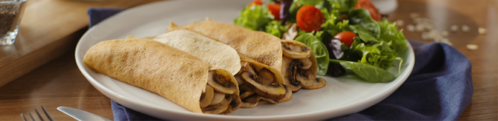 CREPAS DE AVENA RELLENAS DE CHAMPIÑÓN