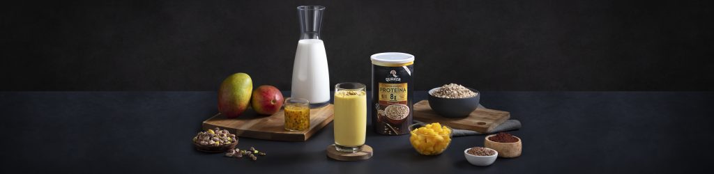 LICUADO DE MANGO PISTACHE CON AVENA QUAKER ® SUPER FOODS PROTEÍNA